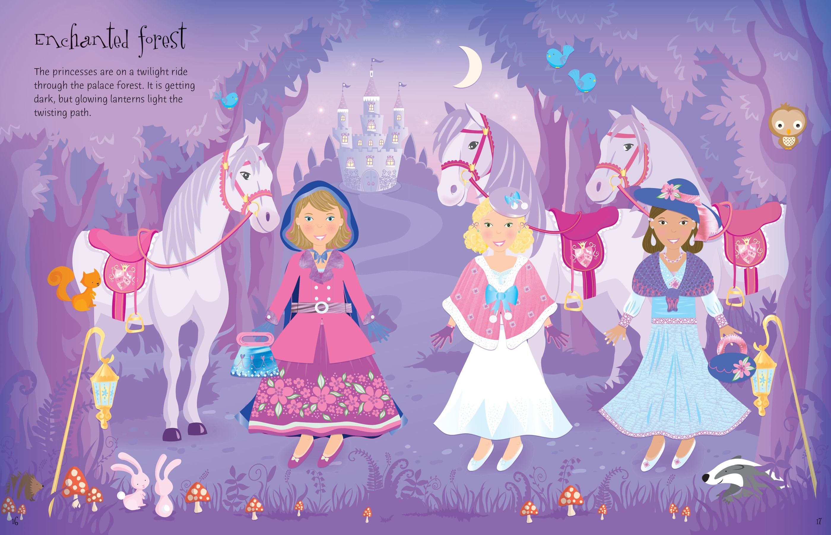 Usborne – Sticker Dolly Dressing Princesses – Carte cu stickere pentru copii 5+ ani – carte pentru copii Usborne, preview pagini