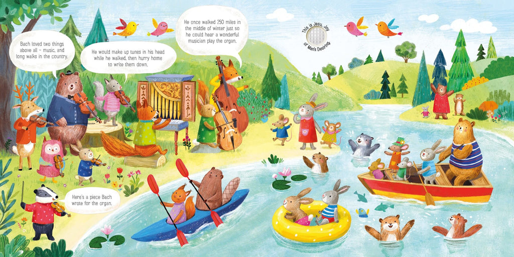 Usborne – The Animal Orchestra Plays Bach – Carte cu sunete pentru copii 6+ luni – carte pentru copii Usborne, detalii conținut cu sunete