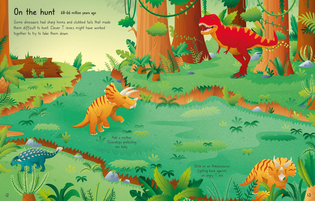 Usborne – First Sticker Book T. Rex – Carte cu stickere pentru copii 3+ ani – carte pentru copii Usborne, preview pagini