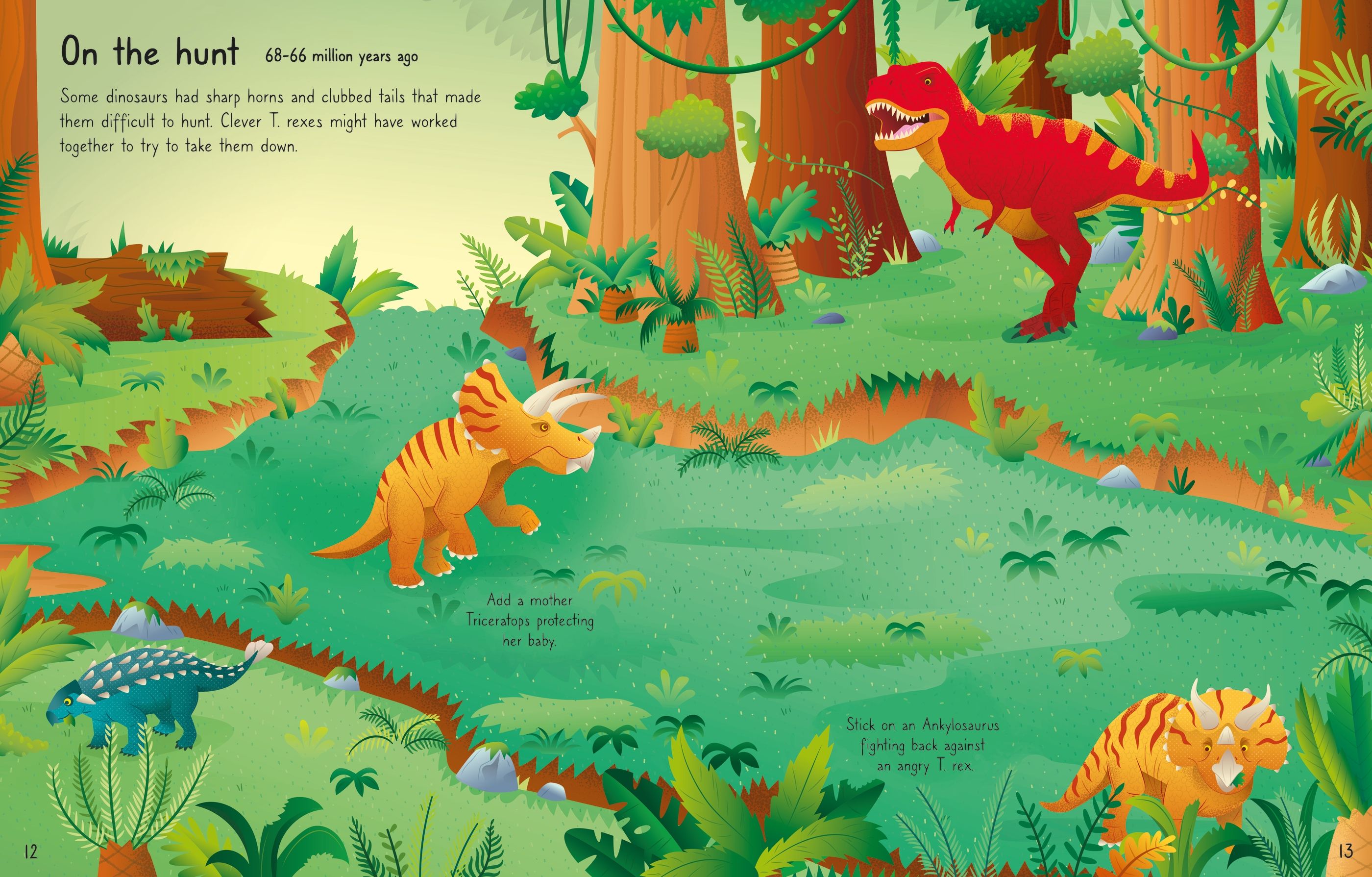 Usborne – First Sticker Book T. Rex – Carte cu stickere pentru copii 3+ ani – carte pentru copii Usborne, preview pagini