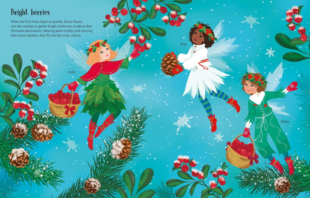 Usborne – Sticker Dolly Dressing Christmas Fairies – Carte cu stickere pentru copii 5+ ani – carte pentru copii Usborne, detalii conținut cu abțibilduri