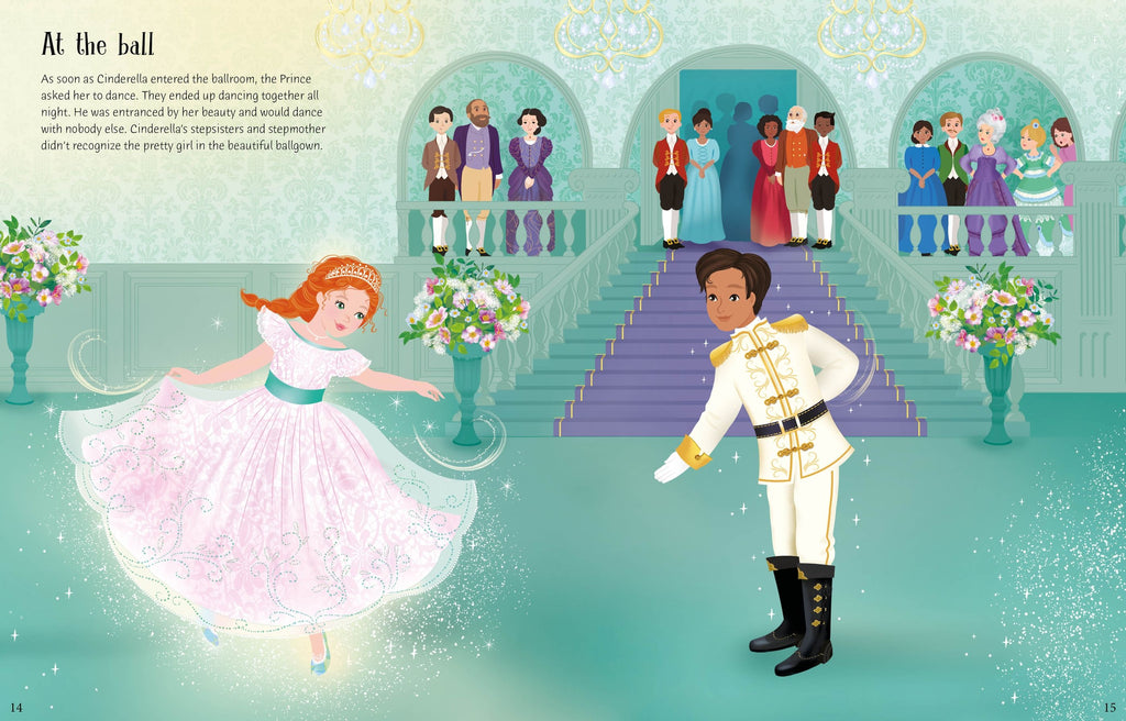 Usborne – Sticker Dolly Dressing Cinderella – Carte cu stickere pentru copii 5+ ani – carte pentru copii Usborne, preview pagini