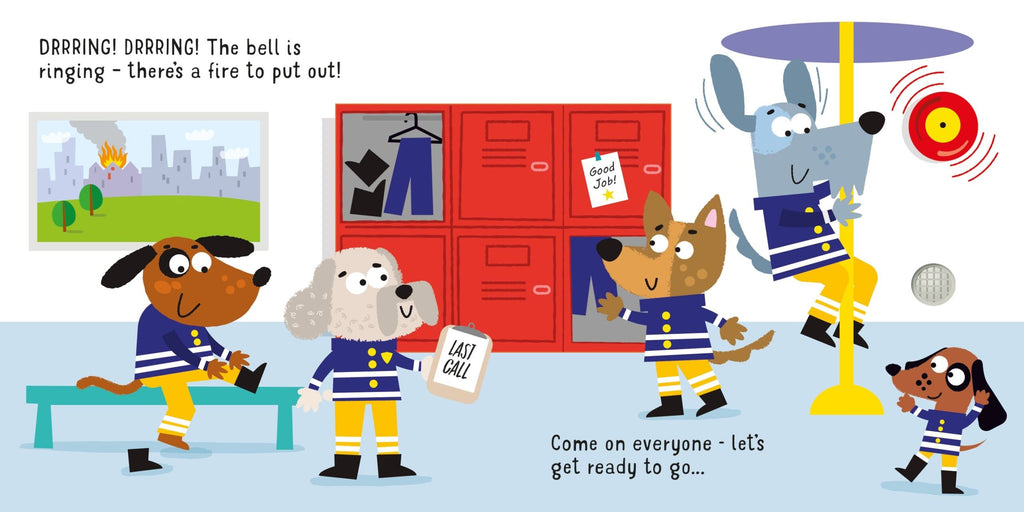 Usborne – Let's go on a Fire Engine – Carte pentru copii 12+ luni – carte pentru copii Usborne, pagini interior ilustrate