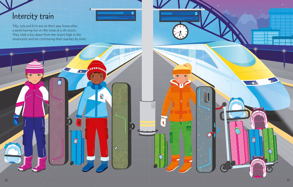 Usborne – Sticker Dolly Dressing Travel – Carte cu stickere pentru copii 5+ ani – carte pentru copii Usborne, preview pagini