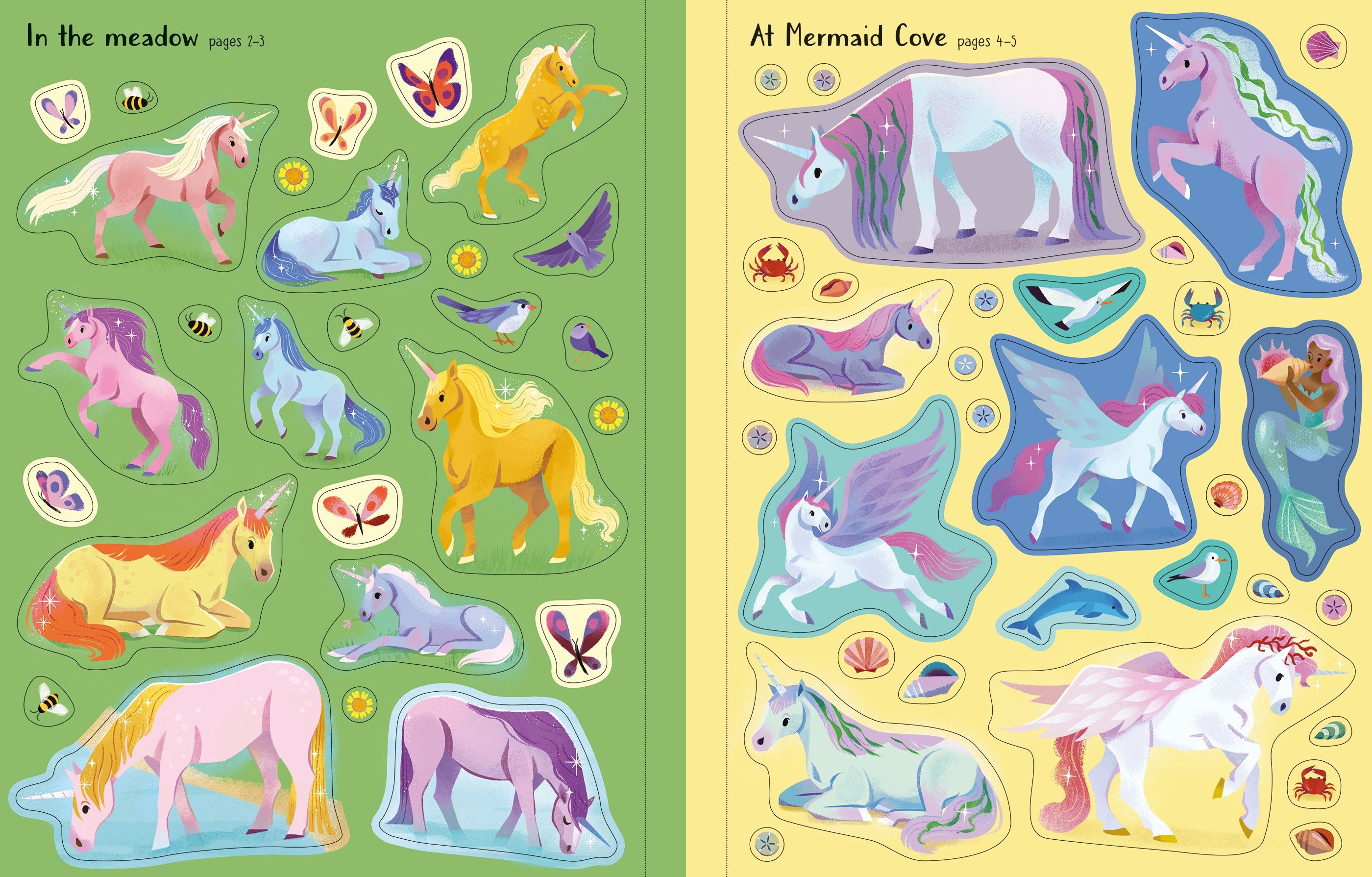 Usborne – First Sticker Book Unicorns – Carte cu stickere pentru copii 3+ ani – carte pentru copii Usborne, preview pagini