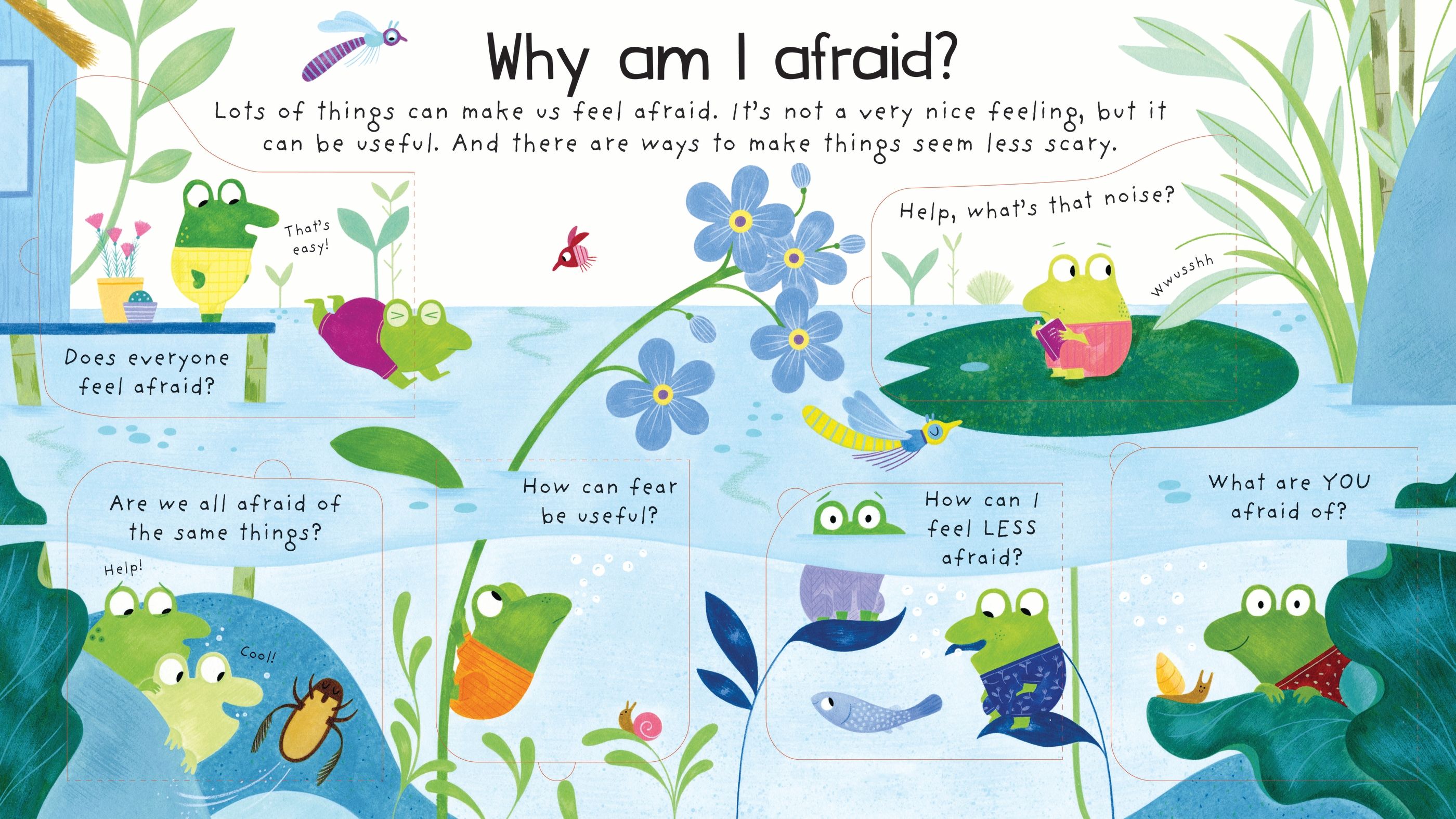 Usborne – First Questions and Answers: Why am I afraid? – Carte cu clapete pentru copii 4+ ani – carte pentru copii Usborne, pagini interior ilustrate