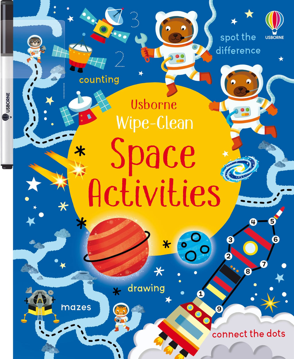 Usborne – Wipe-Clean Space Activities – Carte de activități (refolosibilă) pentru copii 3+ ani – carte pentru copii Usborne, copertă