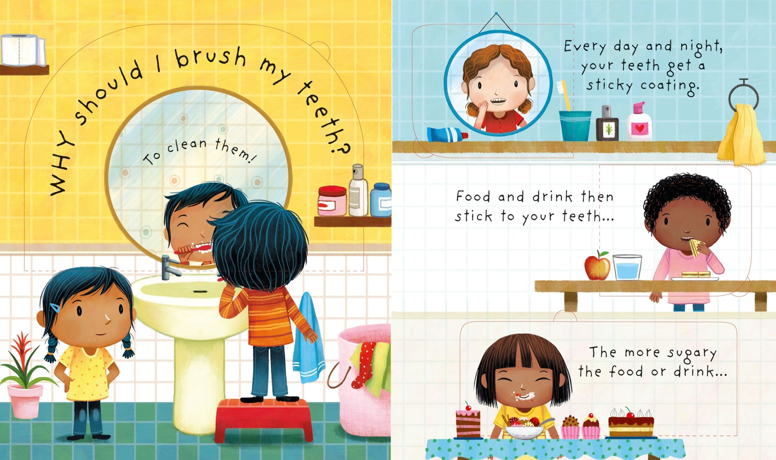 Usborne – Very First Questions and Answers Why Should I Brush My Teeth? – Carte pentru copii 3+ ani – carte pentru copii Usborne, pagini interior ilustrate