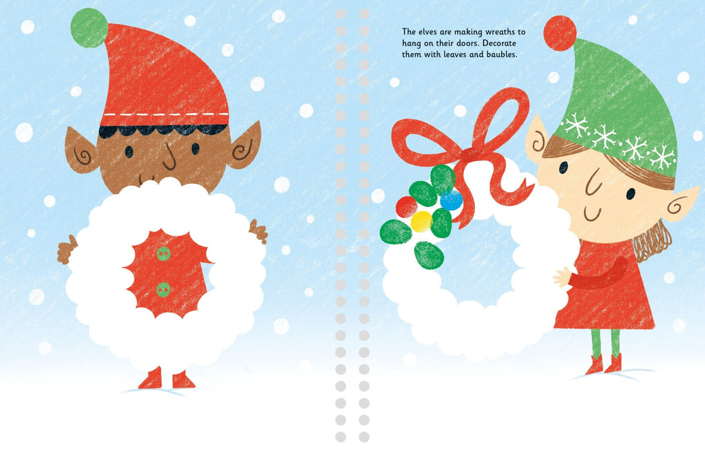 Usborne – Fingerprint Activities Santa's Workshop – Carte pentru copii 6+ ani – carte pentru copii Usborne, pagini interior ilustrate