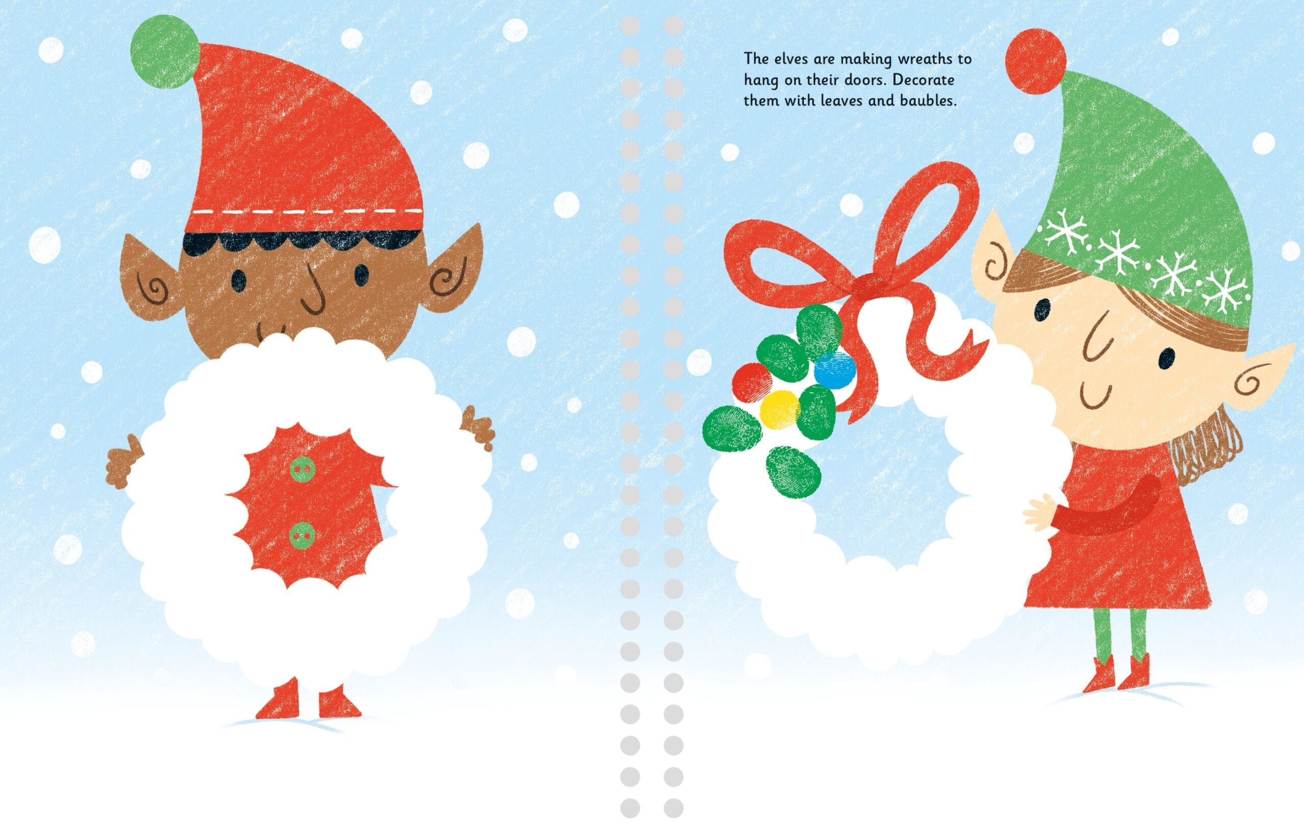 Usborne – Fingerprint Activities Santa's Workshop – Carte pentru copii 6+ ani – carte pentru copii Usborne, pagini interior ilustrate