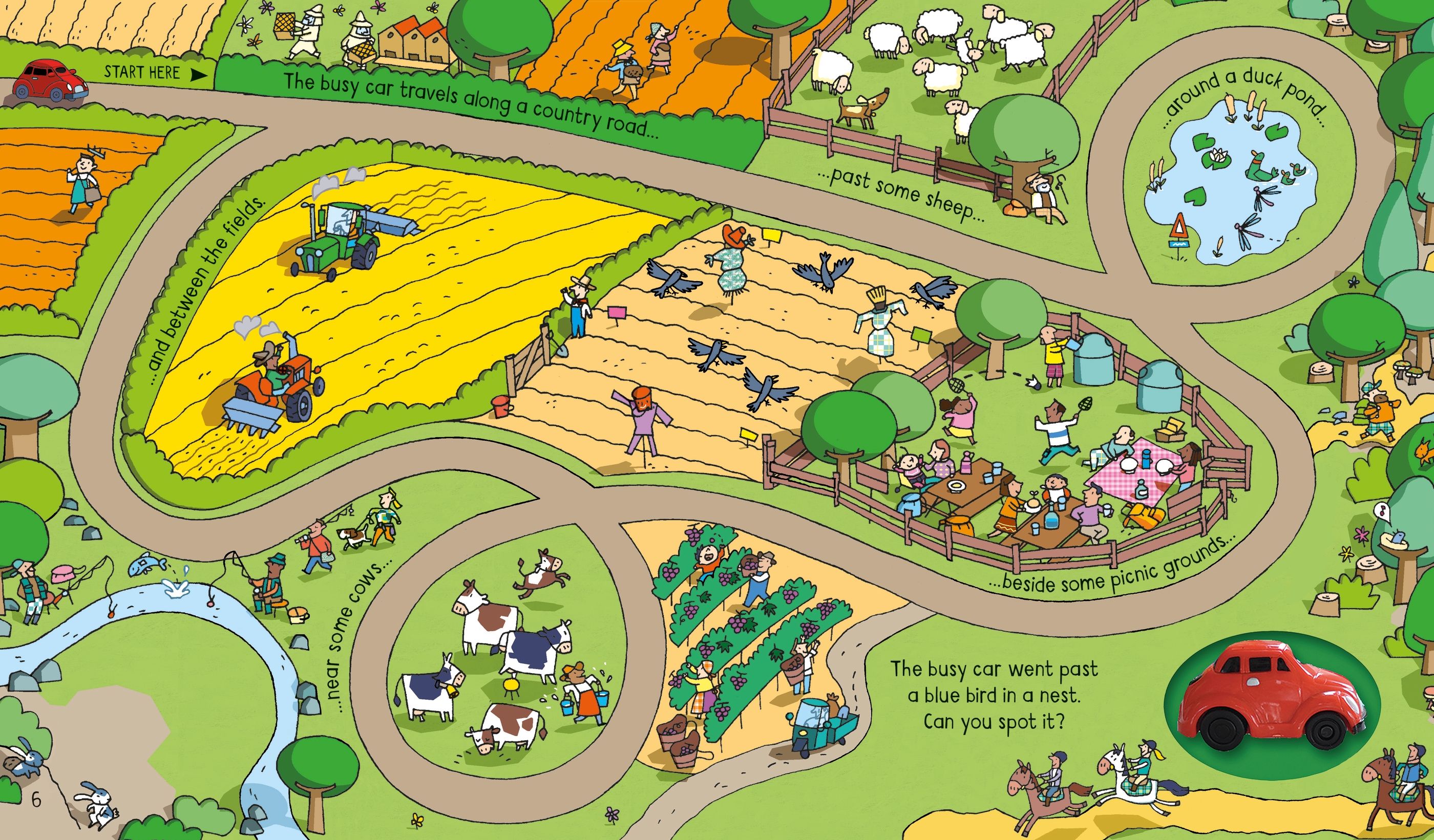 Usborne – Wind-Up Busy Car – Carte cu jucărie pentru copii 3+ ani – carte pentru copii Usborne, pagini interior ilustrate