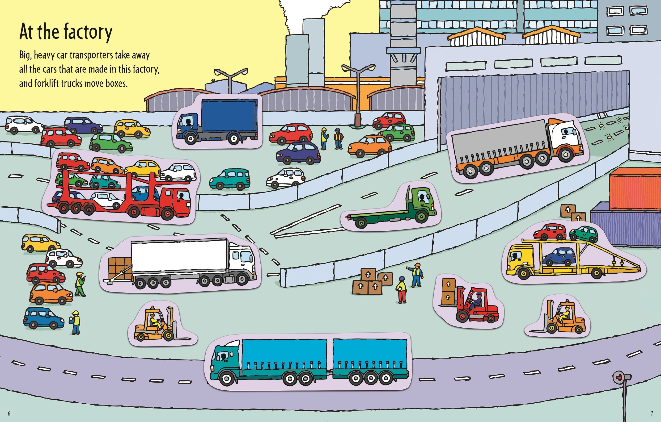 Usborne – First Sticker Book Trucks – Carte cu stickere pentru copii 3+ ani – carte pentru copii Usborne, detalii conținut cu abțibilduri