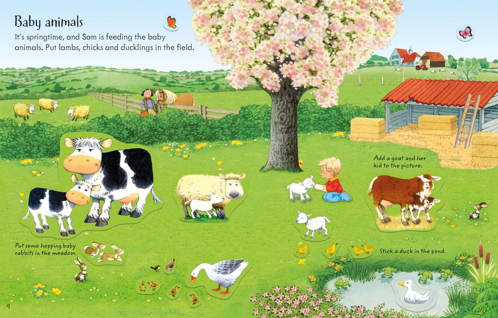 Usborne – Poppy and Sam's Animals Sticker Book – Carte cu stickere pentru copii 3+ ani – carte pentru copii Usborne, preview pagini