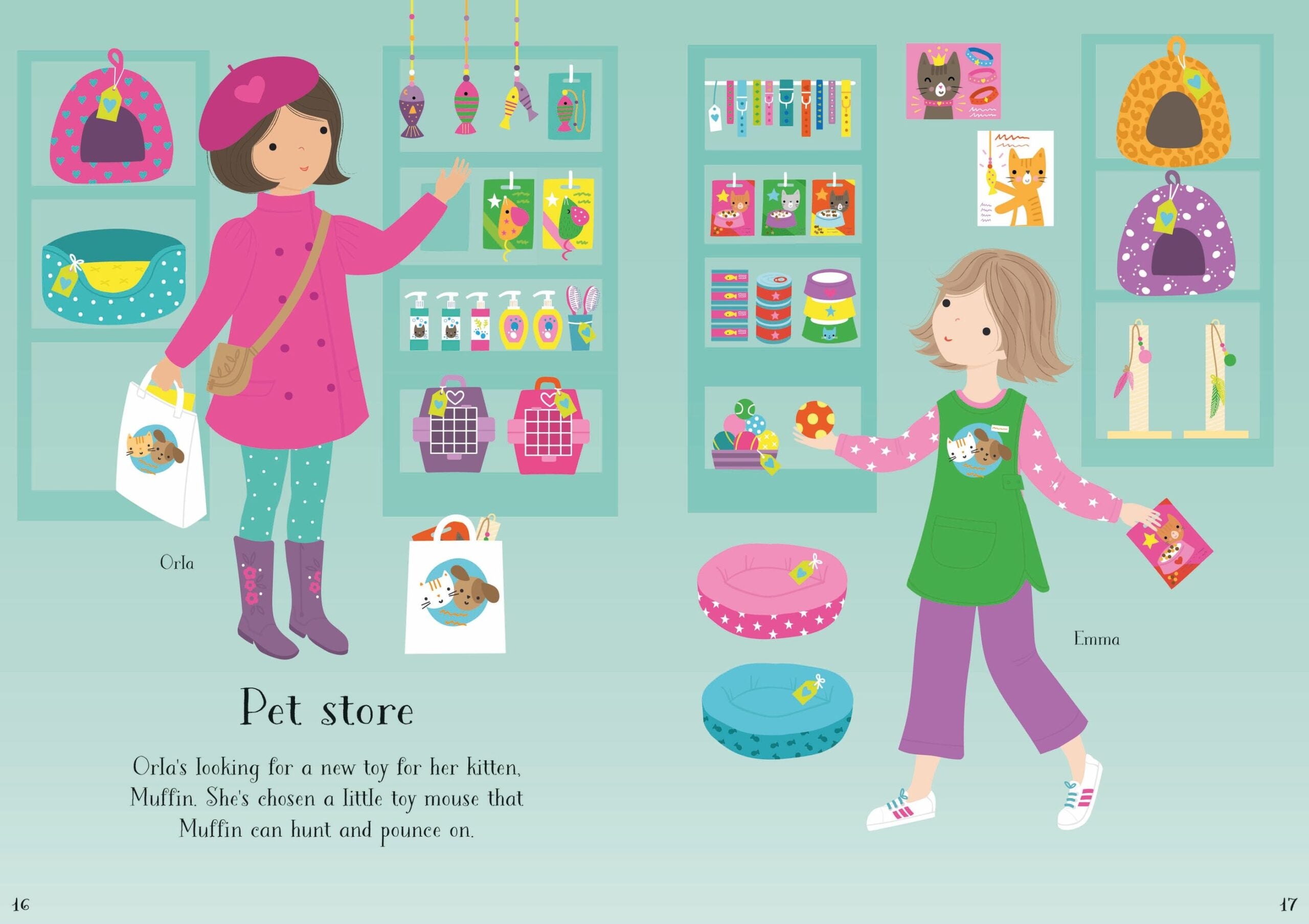 Usborne – Little Sticker Dolly Dressing Kittens – Carte cu stickere pentru copii 4+ ani – carte pentru copii Usborne, preview pagini