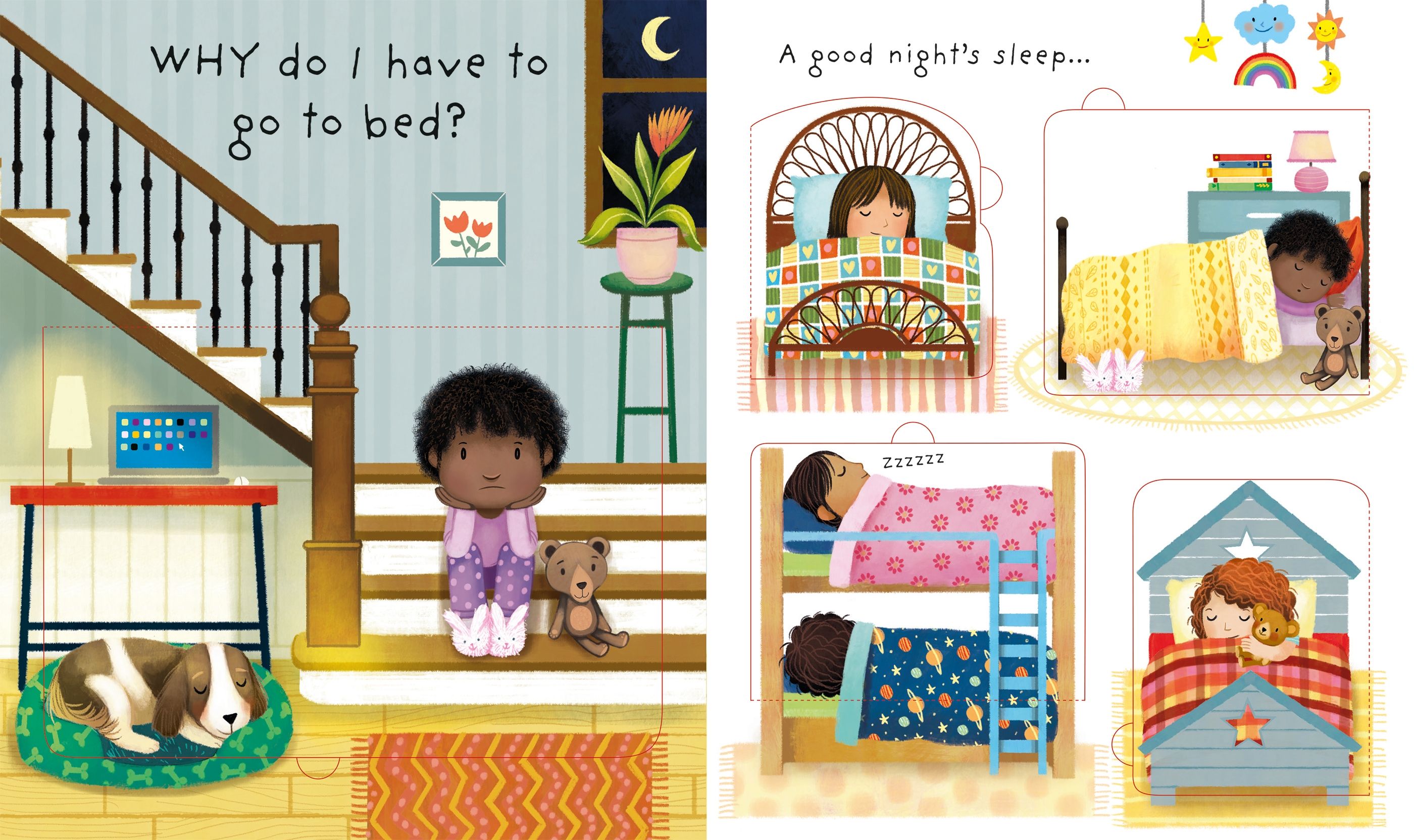 Usborne – Very First Questions and Answers Why do I have to go to bed? – Carte pentru copii 3+ ani – carte pentru copii Usborne, pagini interior ilustrate