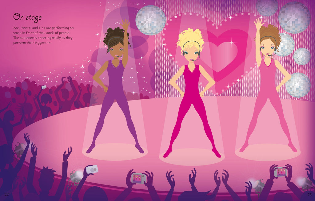 Usborne – Popstars – Carte cu stickere pentru copii 5+ ani – carte pentru copii Usborne, preview pagini