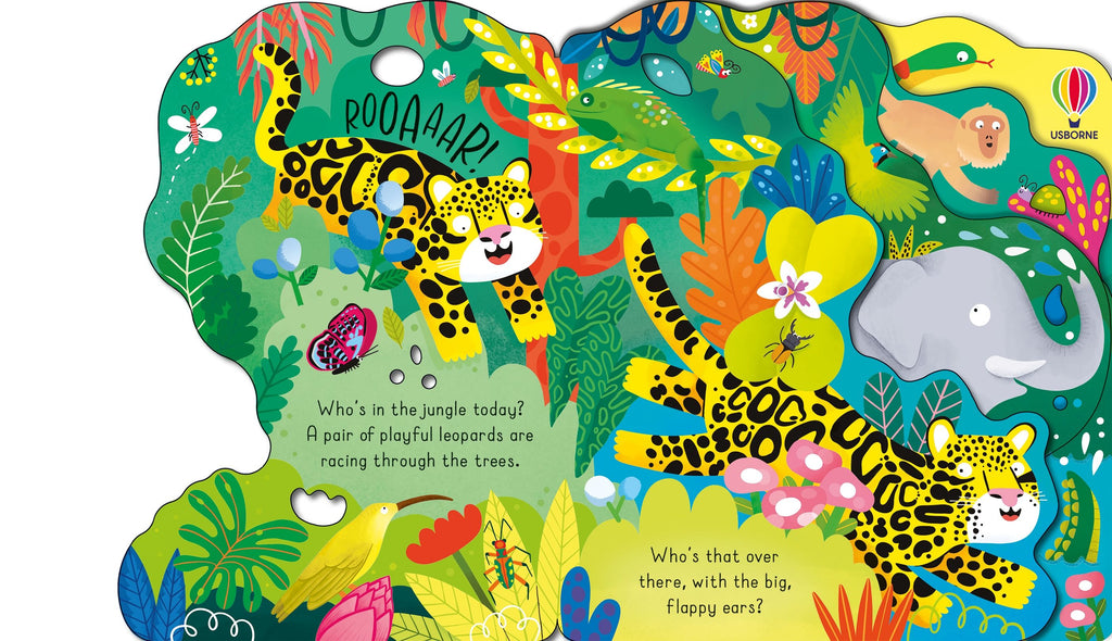 Usborne – Who's in the Jungle Today? – Carte pentru copii 12+ luni – carte pentru copii Usborne, pagini interior ilustrate
