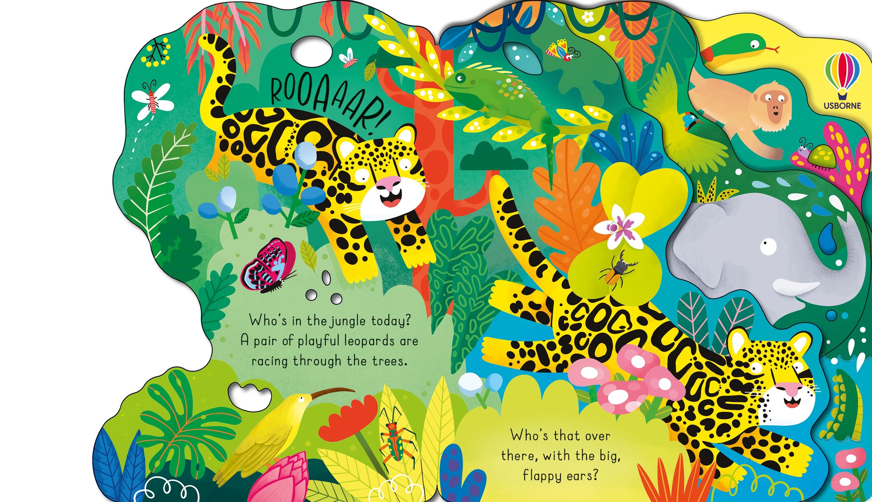 Usborne – Who's in the Jungle Today? – Carte pentru copii 12+ luni – carte pentru copii Usborne, pagini interior ilustrate