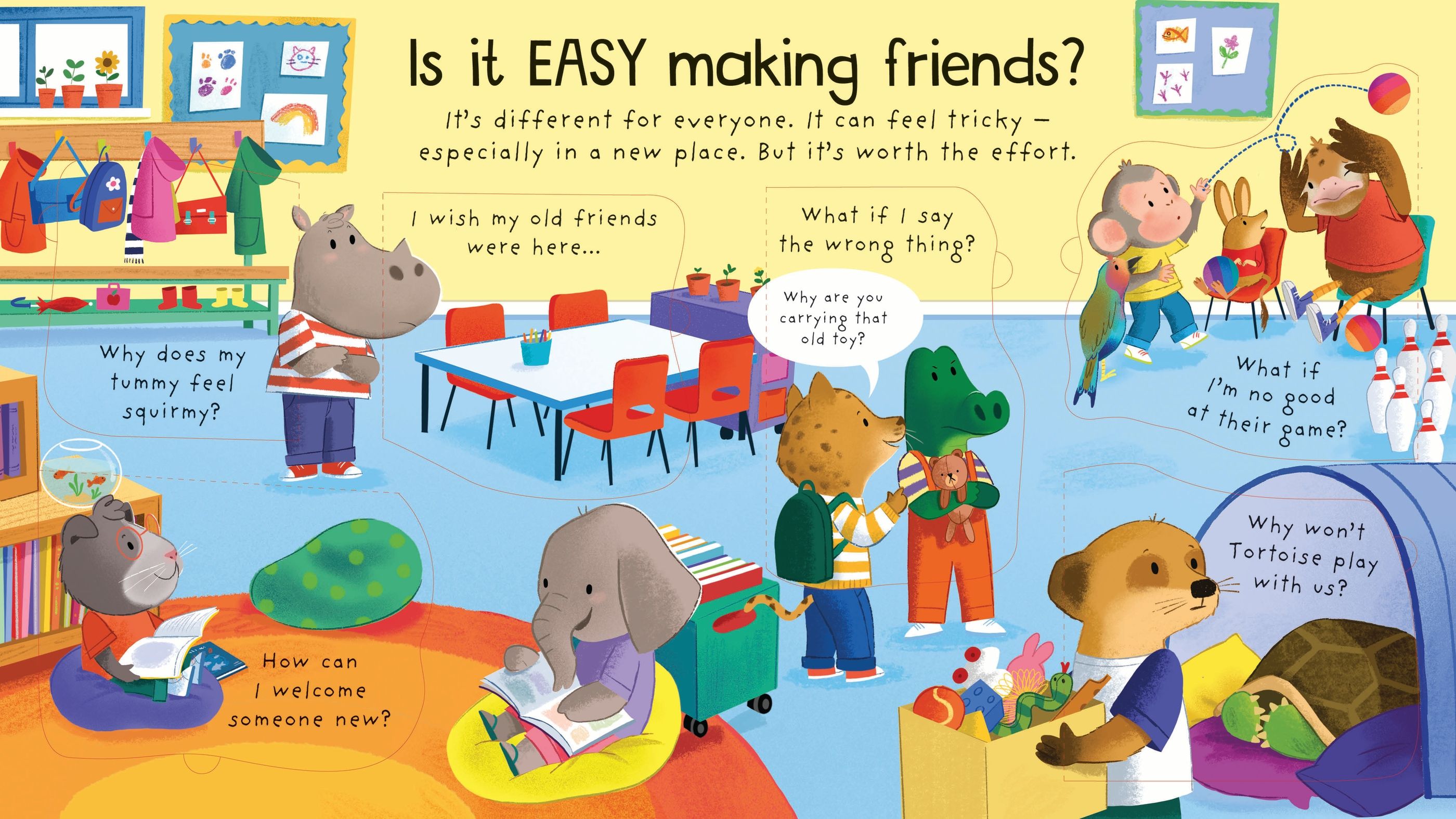 Usborne – Lift-the-flap First Questions and Answers How can I make friends? – Carte cu clapete pentru copii 4+ ani – carte pentru copii Usborne, detalii conținut