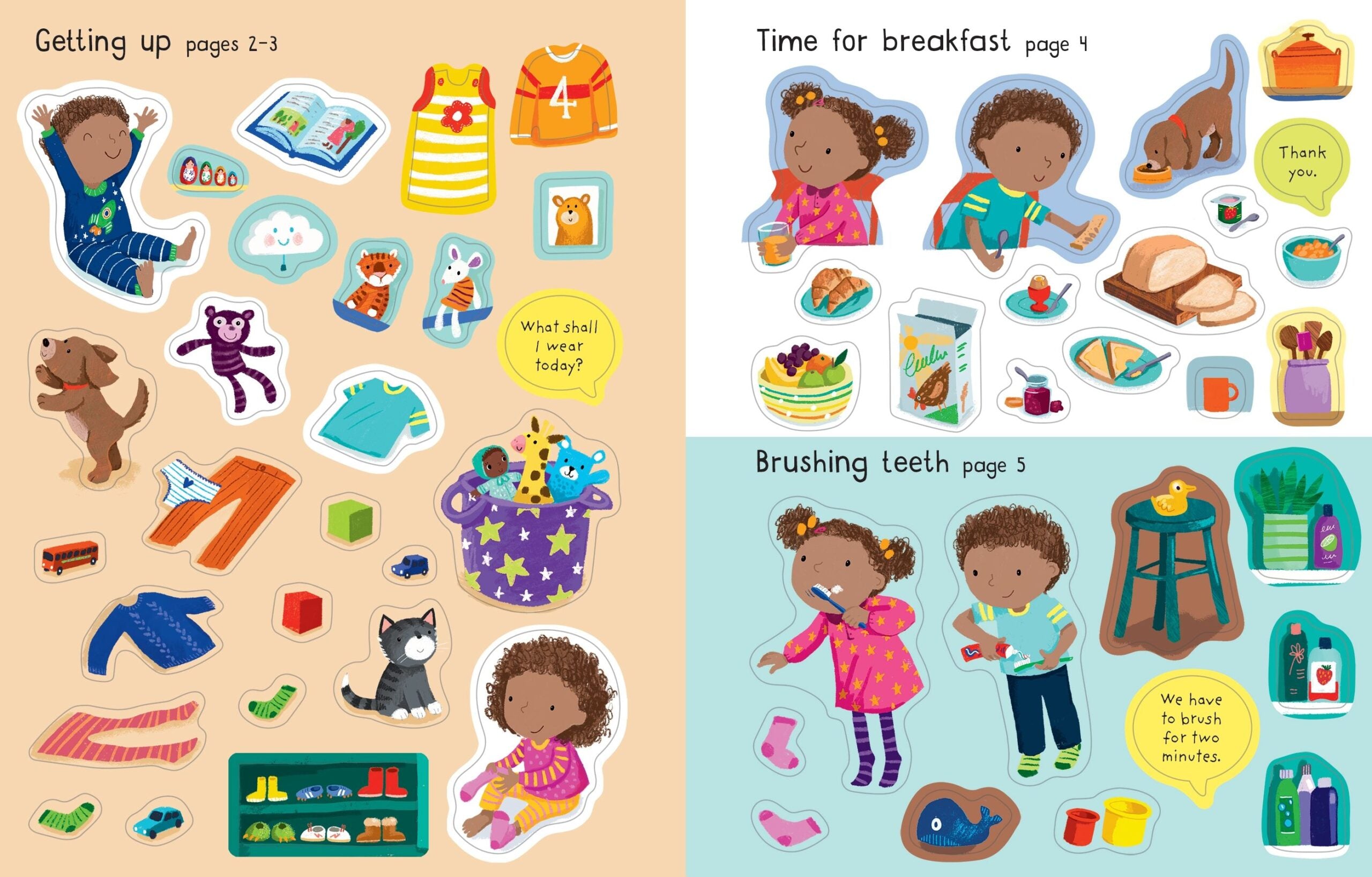 Usborne – First Sticker Book My Day – Carte cu stickere pentru copii 3+ ani – carte pentru copii Usborne, preview pagini