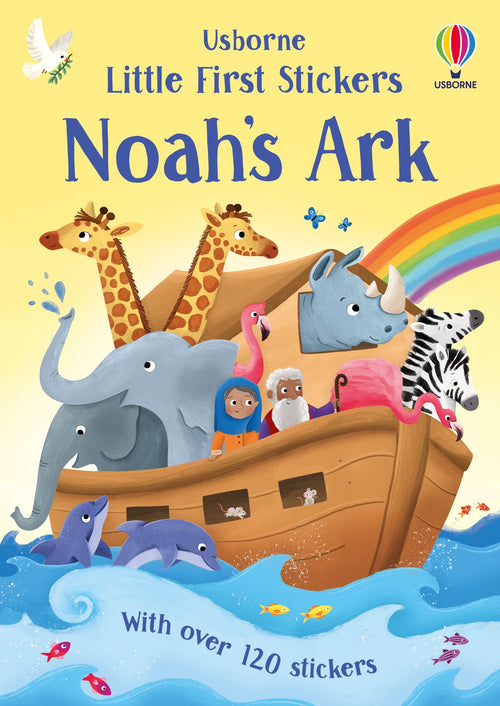 Coperta cărții „Little First Stickers Noah's Ark” – carte cu stickere Usborne pentru copii 3+ ani