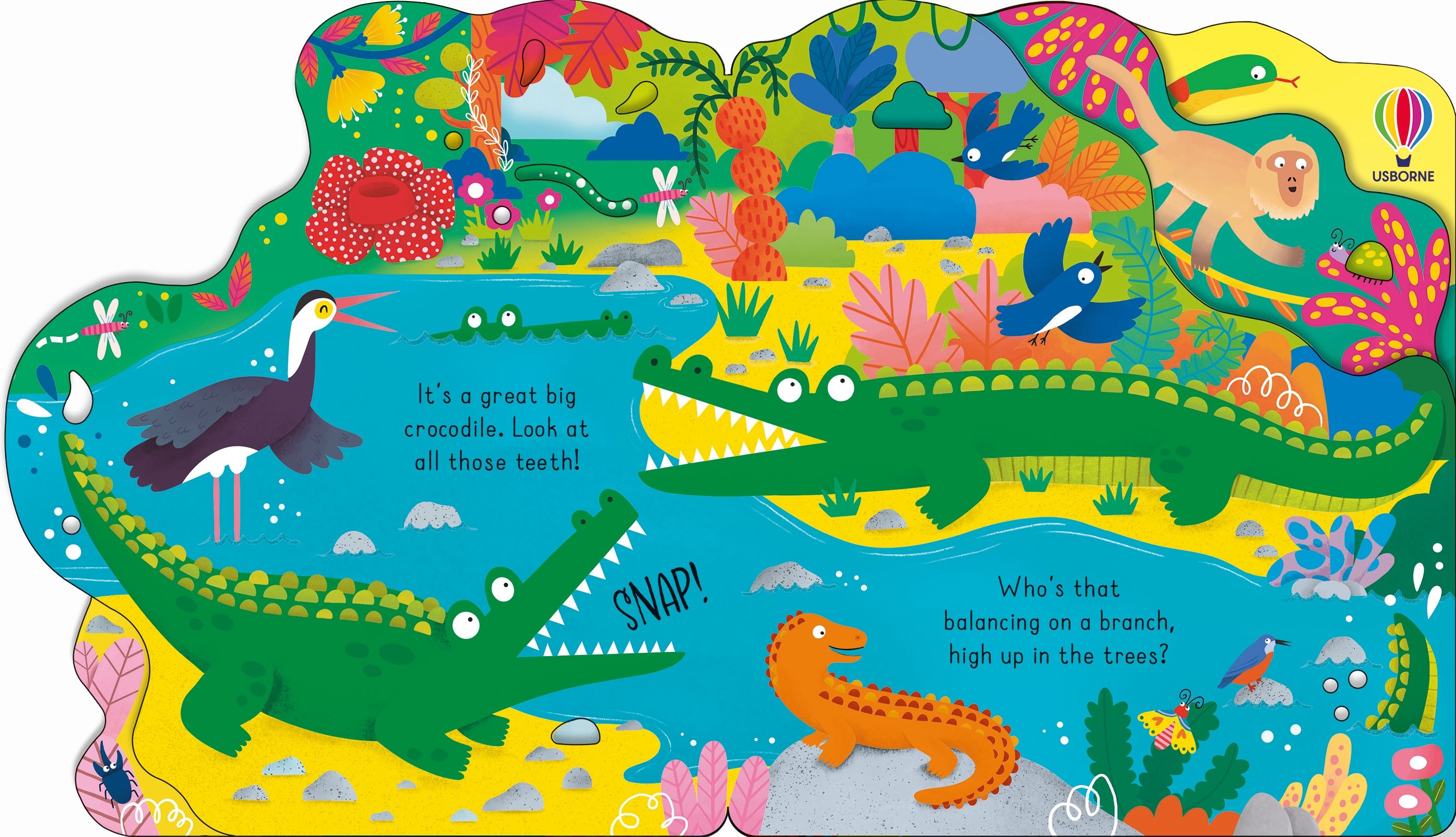 Usborne – Who's in the Jungle Today? – Carte pentru copii 12+ luni – carte pentru copii Usborne, detalii conținut