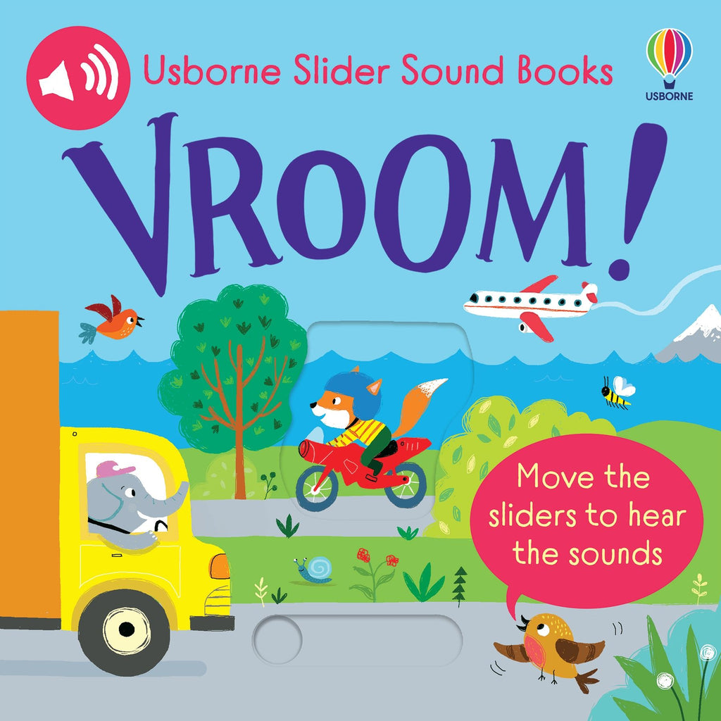 Usborne – Slider Sound Books: Vroom! – Carte cu sunete pentru copii 6+ luni – carte pentru copii Usborne, copertă