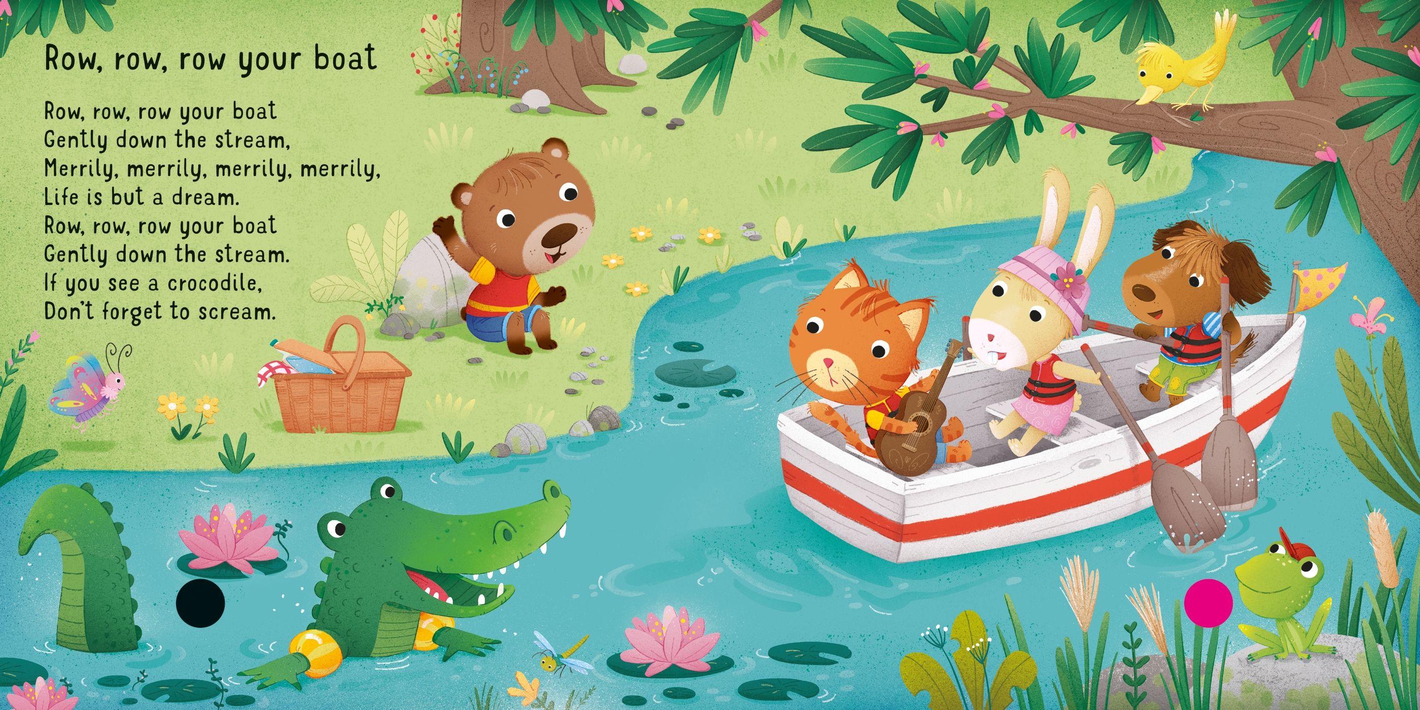 Usborne – Sing-along Nursery Rhymes – Carte cu sunete pentru copii 6+ luni – carte pentru copii Usborne, pagini interior ilustrate