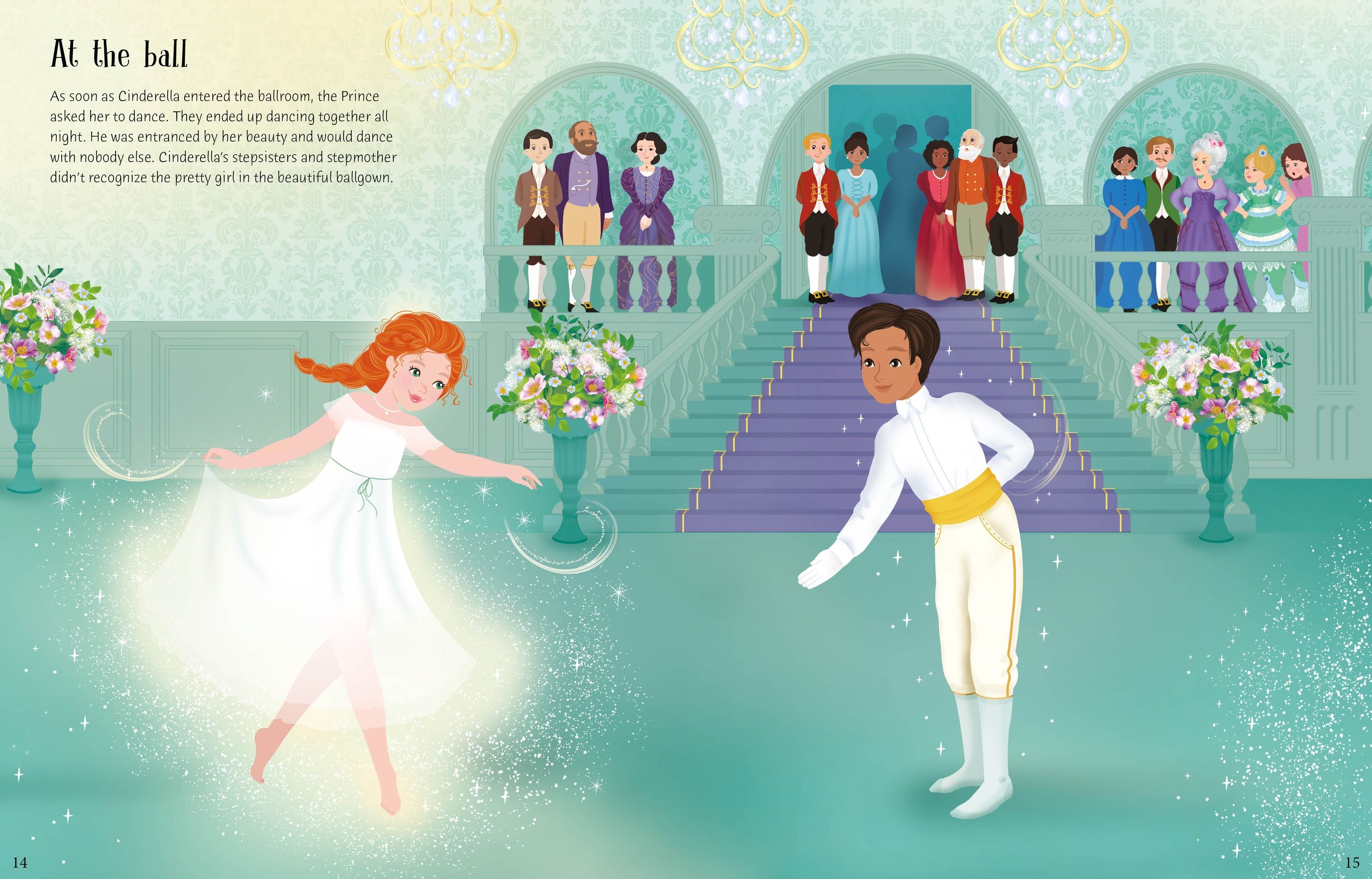 Usborne – Sticker Dolly Dressing Cinderella – Carte cu stickere pentru copii 5+ ani – carte pentru copii Usborne, preview pagini