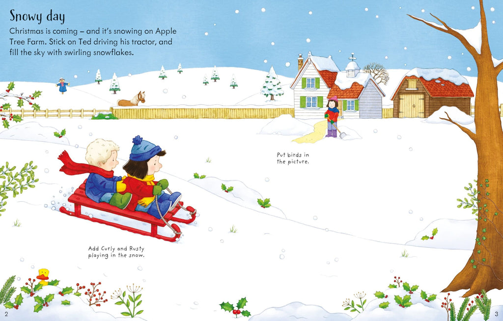 Usborne – Poppy and Sam's Christmas Sticker Book – Carte cu stickere pentru copii 3+ ani – carte pentru copii Usborne, pagini interior ilustrate