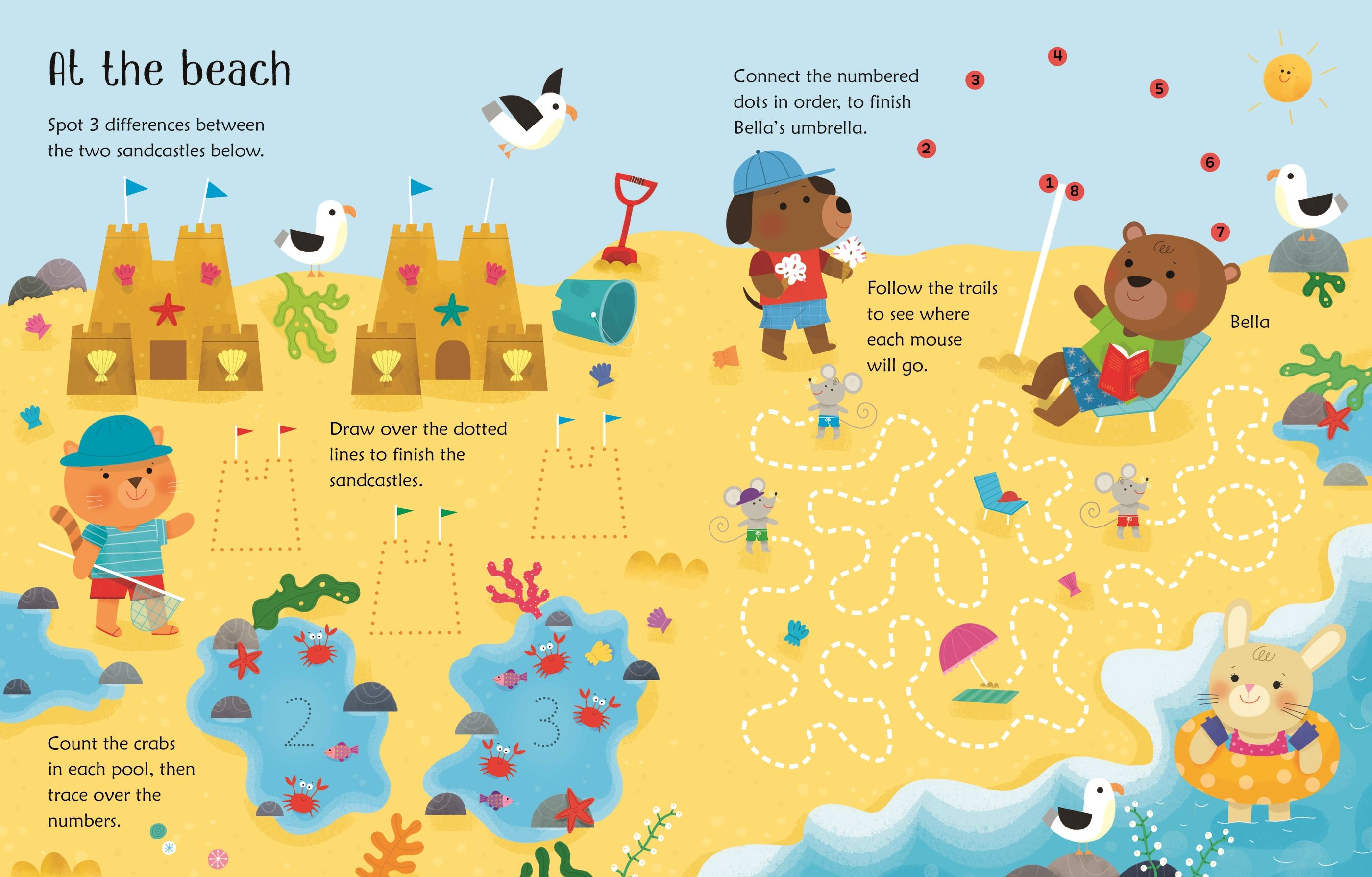 Usborne – Wipe-Clean Summer Activities – Carte de activități (refolosibilă) pentru copii 3+ ani – carte pentru copii Usborne, preview pagini