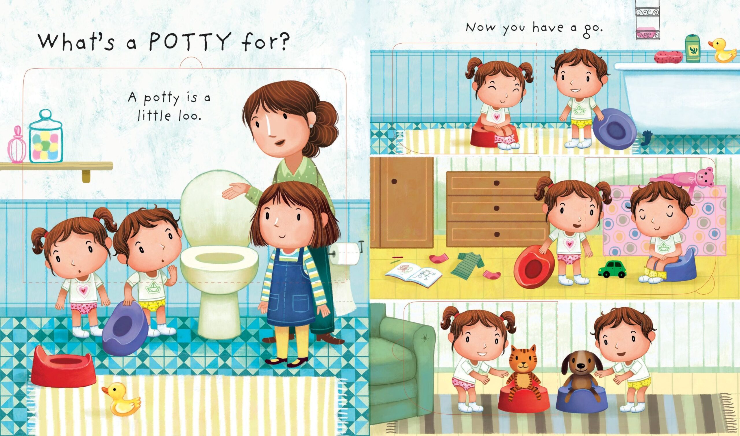 Usborne – Very First Questions and Answers Why do we need a potty? – Carte pentru copii 2+ ani – carte pentru copii Usborne, pagini interior ilustrate
