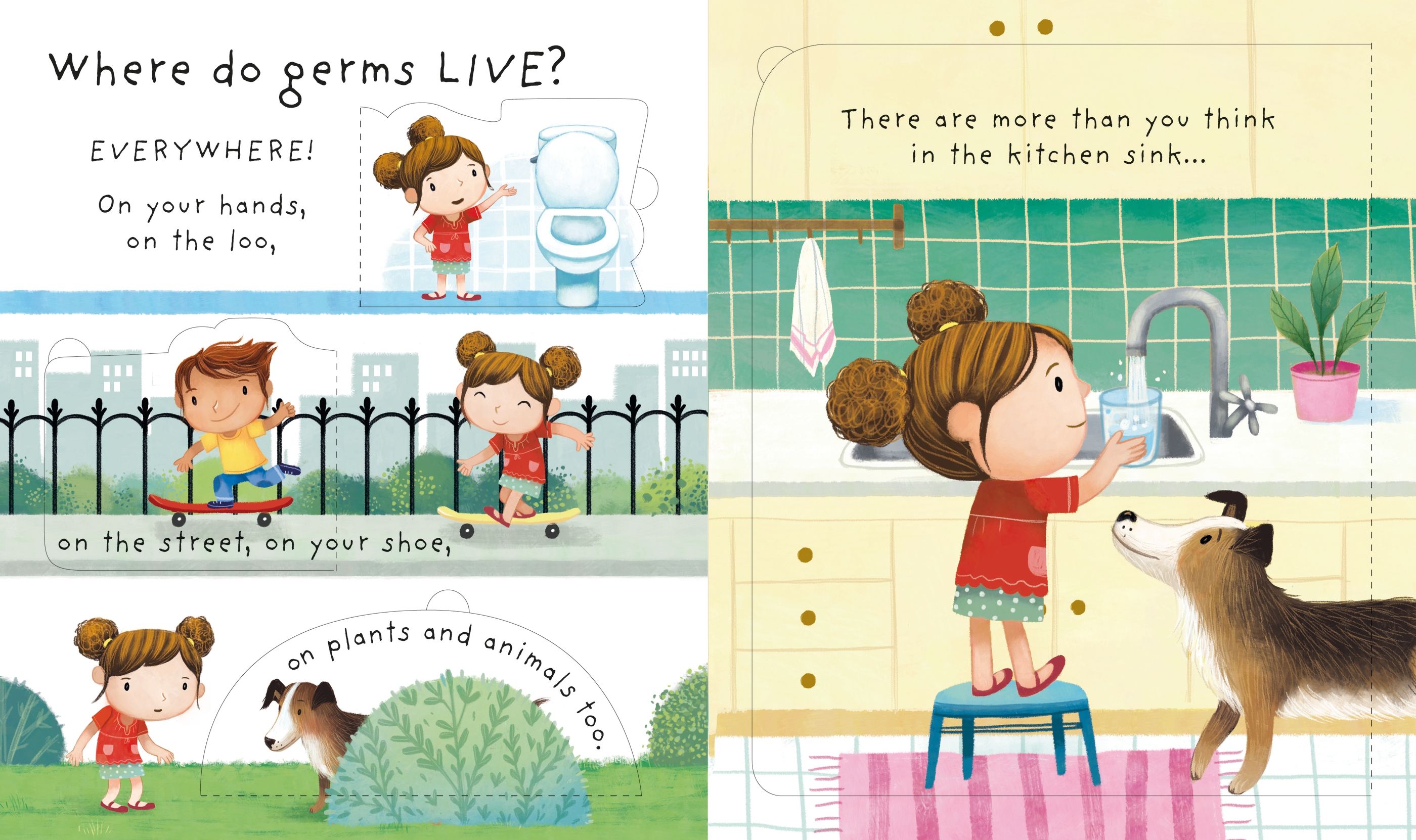 Usborne – Very First Questions and Answers What are Germs? – Carte cu clapete pentru copii 3+ ani – carte pentru copii Usborne, pagini interior ilustrate