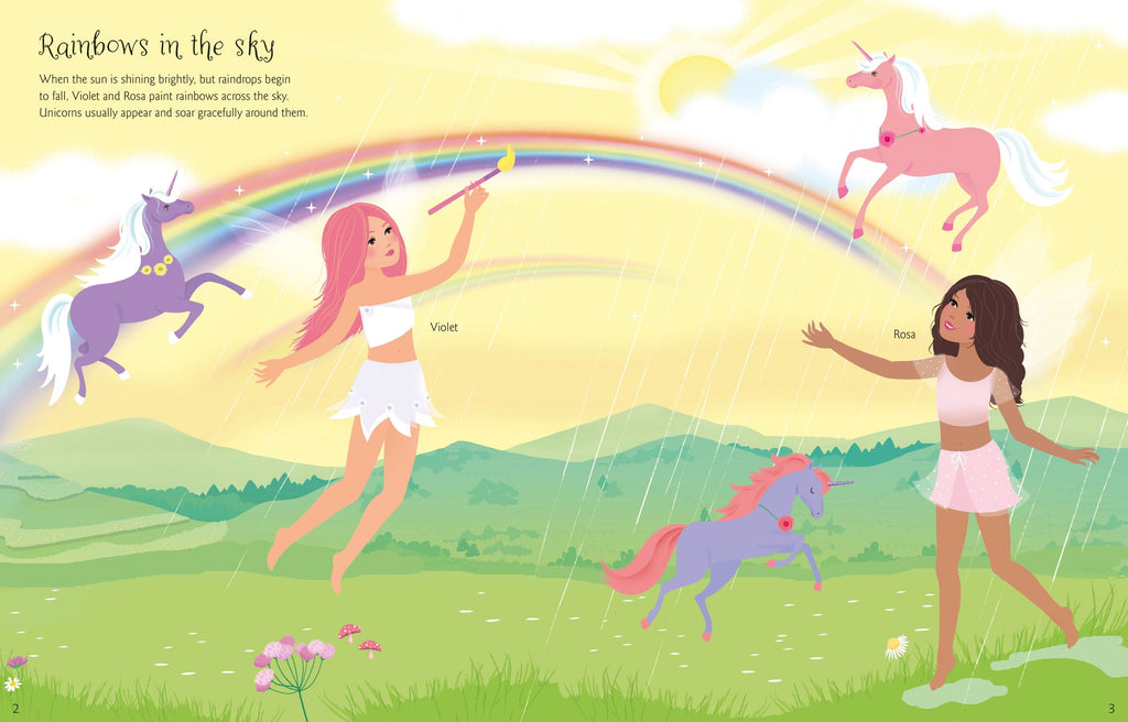 Usborne – Sticker Dolly Dressing Unicorns – Carte cu stickere pentru copii 5+ ani – carte pentru copii Usborne, pagini interior ilustrate
