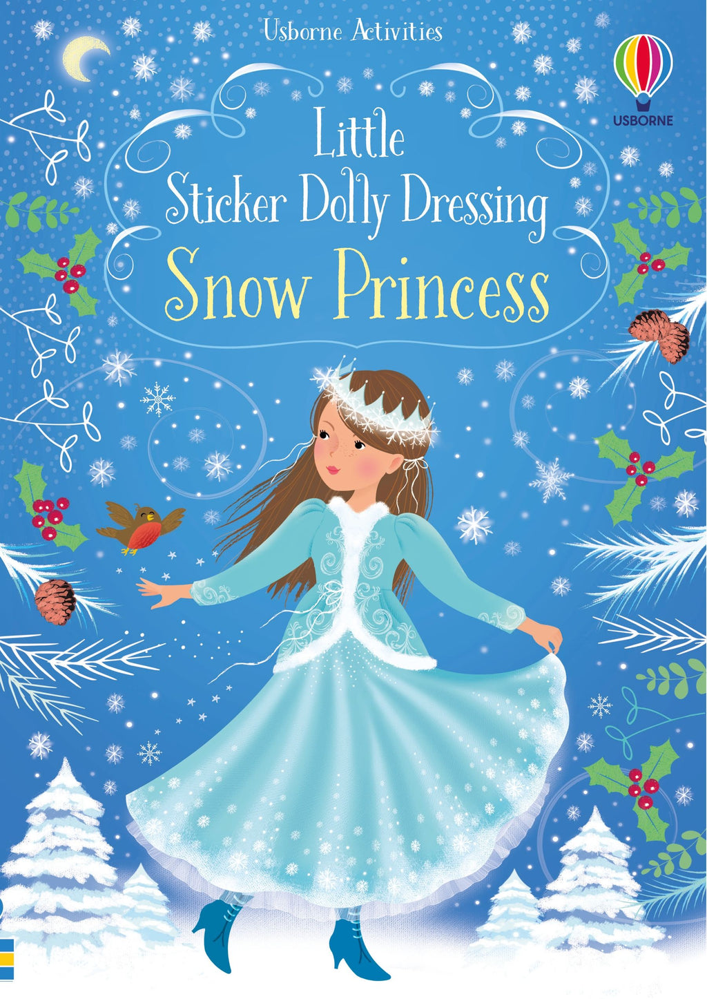 Usborne – Little Sticker Dolly Dressing Snow Princess – Carte cu stickere pentru copii 4+ ani – carte pentru copii Usborne, copertă