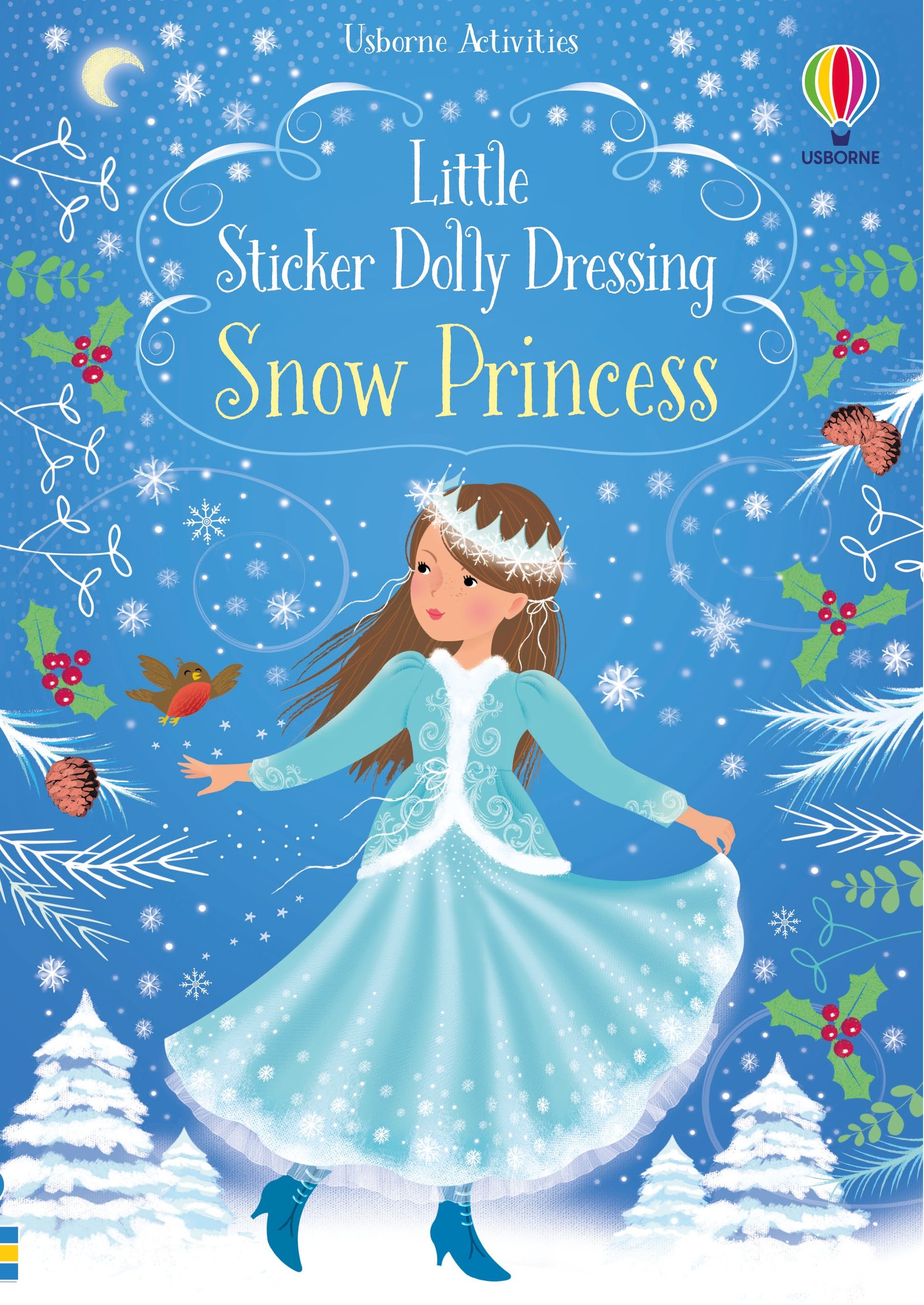 Usborne – Little Sticker Dolly Dressing Snow Princess – Carte cu stickere pentru copii 4+ ani – carte pentru copii Usborne, copertă
