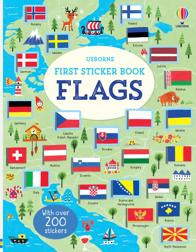 Usborne – First Sticker Book Flags – Carte cu stickere pentru copii 3+ ani – carte pentru copii Usborne, copertă