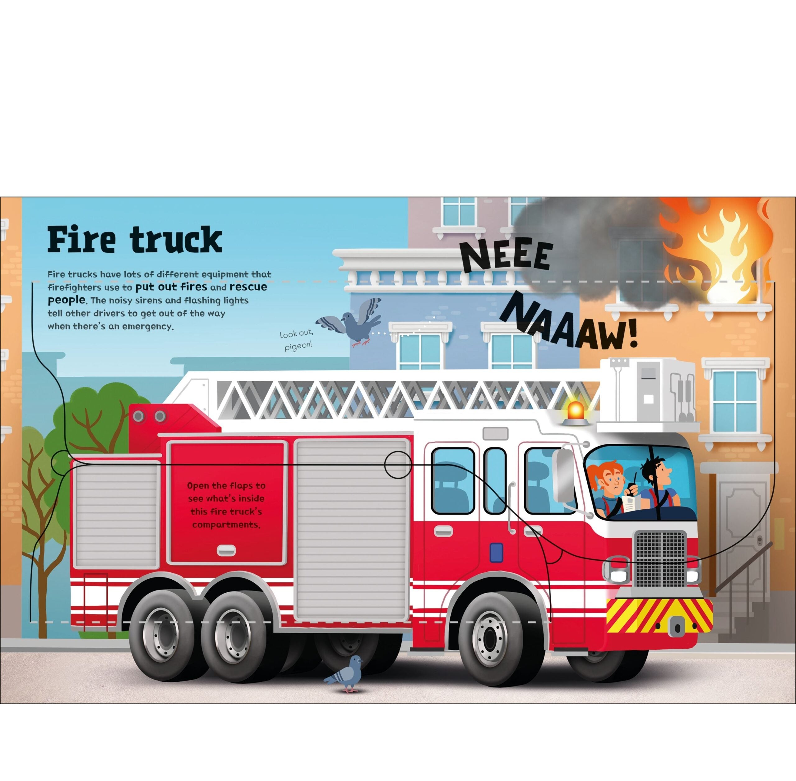 Usborne – Great Big Trucks (with great big flaps) – Carte pentru copii 3+ ani – carte pentru copii Usborne, detalii conținut cu clapete