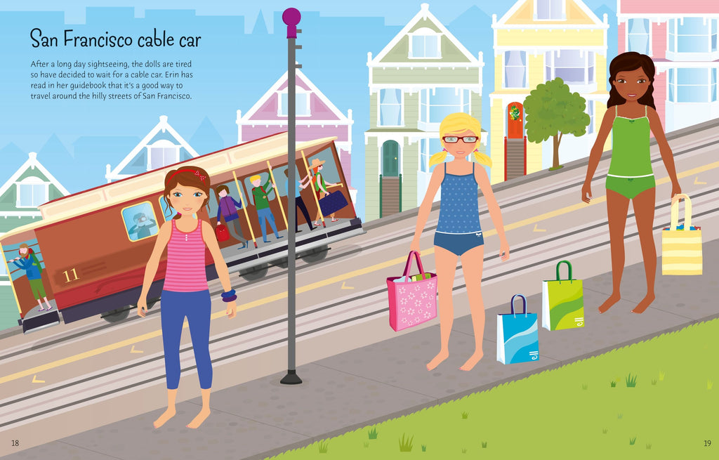 Usborne – Sticker Dolly Dressing Travel – Carte cu stickere pentru copii 5+ ani – carte pentru copii Usborne, preview pagini