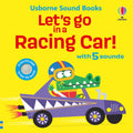 Usborne – Let's go in a Racing Car! – Carte cu sunete pentru copii 12+ luni – carte pentru copii Usborne, copertă