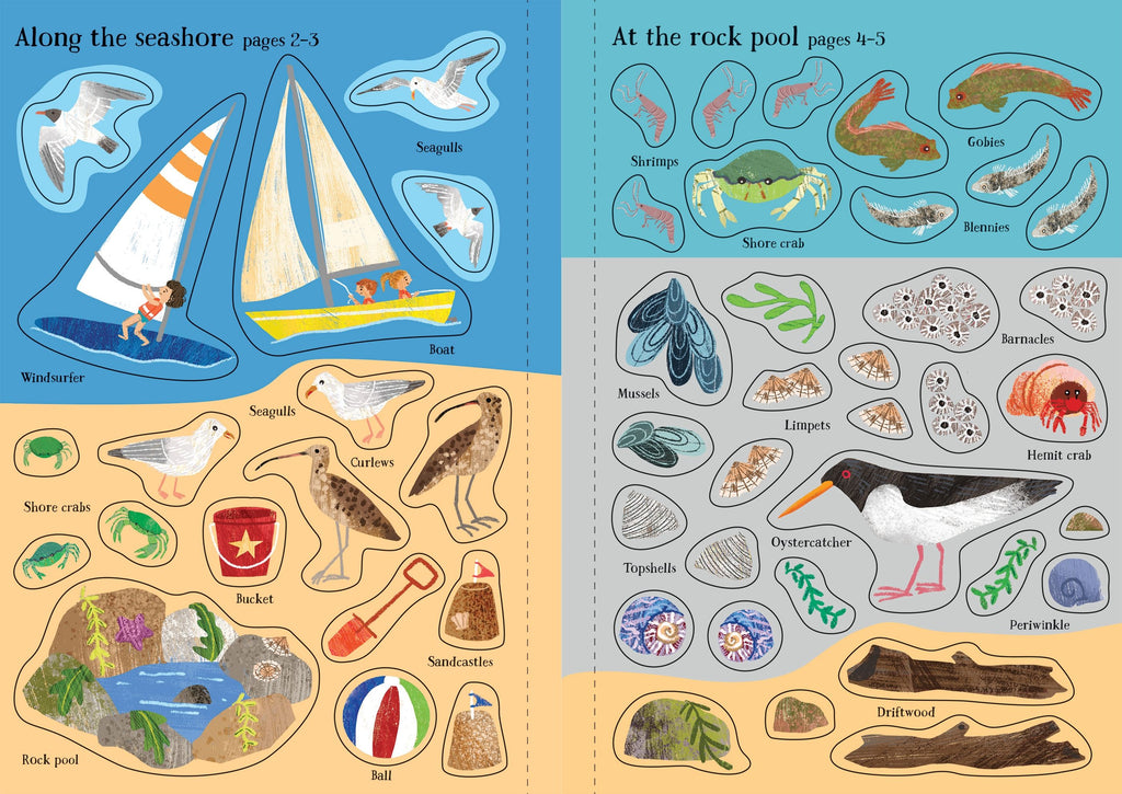 Usborne – Little First Stickers Seashore – Carte cu stickere pentru copii 3+ ani – carte pentru copii Usborne, preview pagini