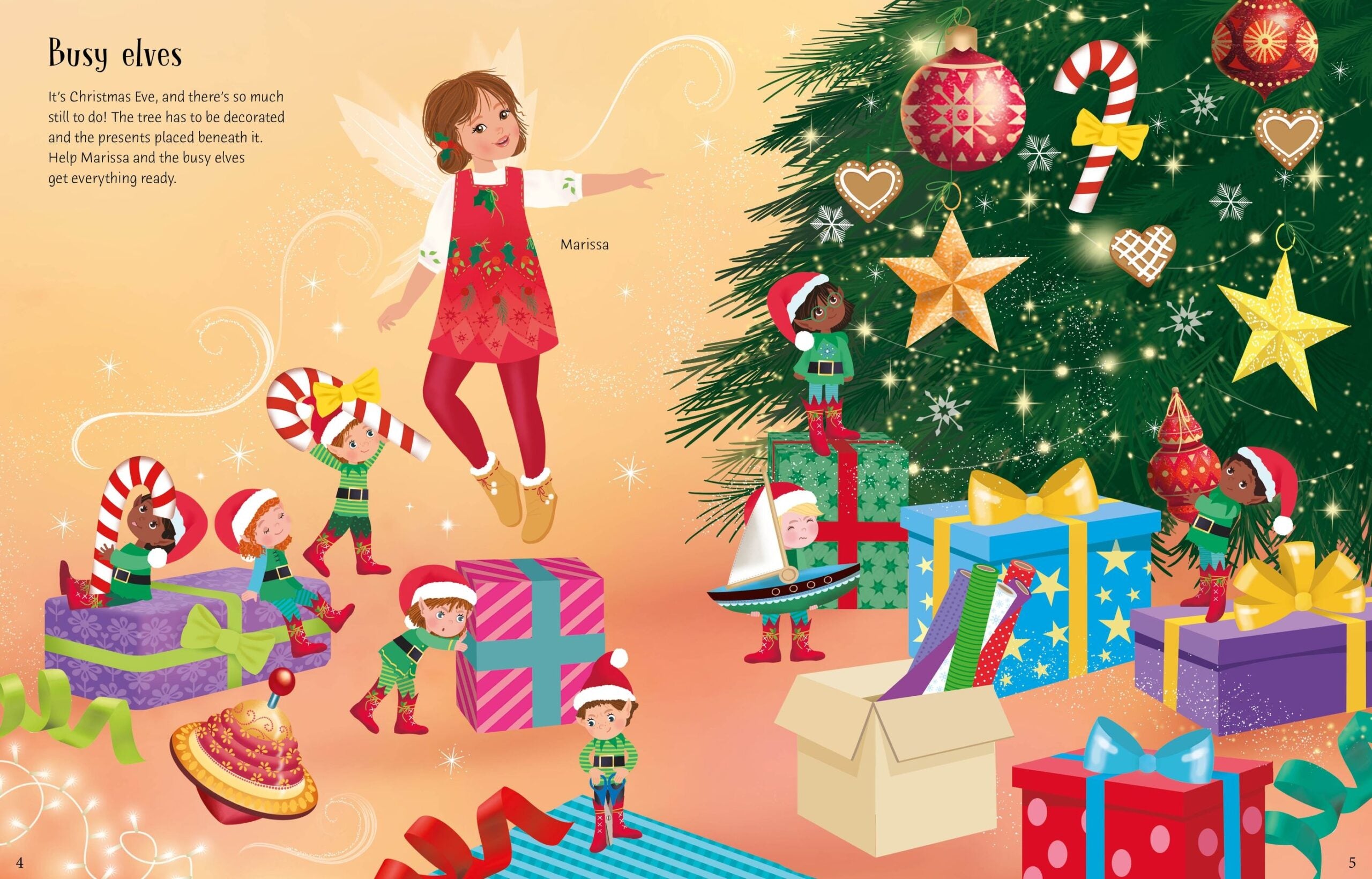 Usborne – Sticker Dolly Dressing Christmas Fairies – Carte cu stickere pentru copii 5+ ani – carte pentru copii Usborne, preview pagini