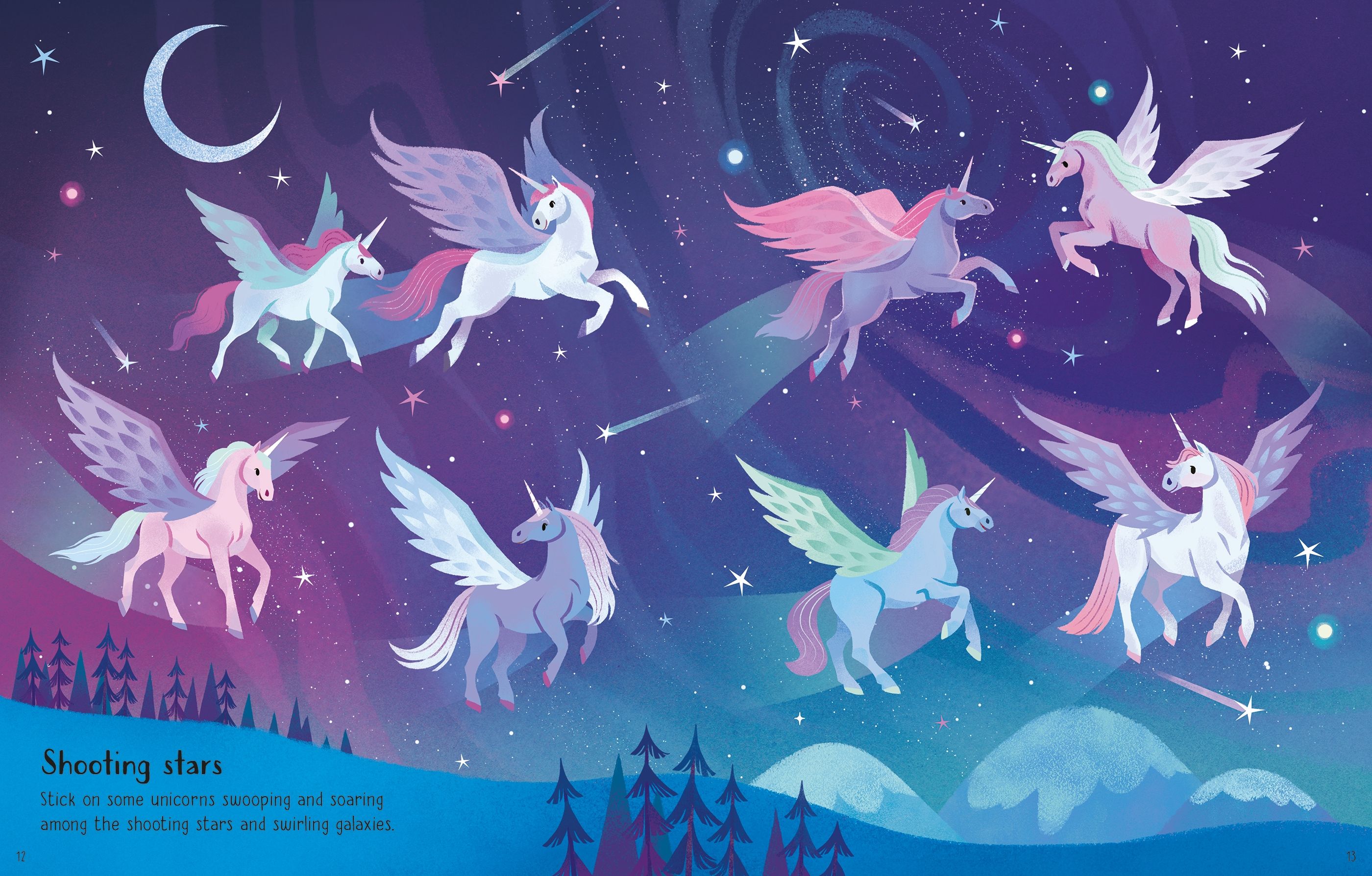 Usborne – First Sticker Book Unicorns – Carte cu stickere pentru copii 3+ ani – carte pentru copii Usborne, pagini interior ilustrate