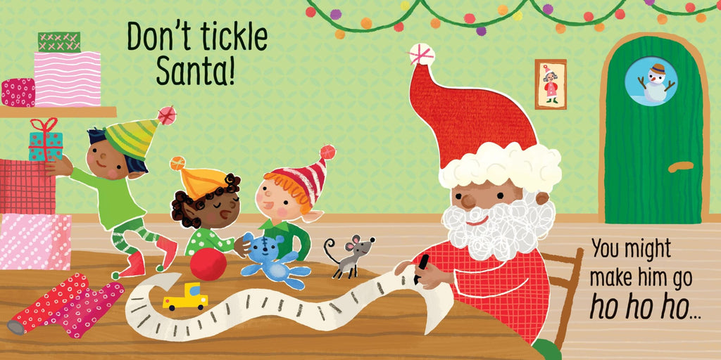 Usborne – Don't Tickle Santa! – Carte cu sunete pentru copii 6+ luni – carte pentru copii Usborne, pagini interior ilustrate