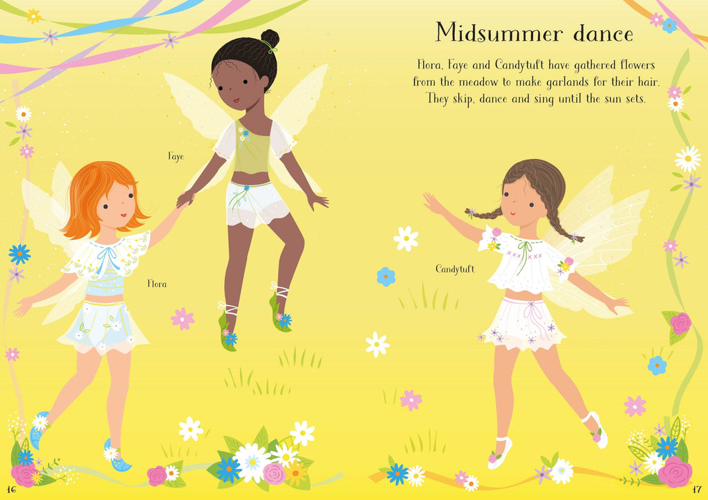 Usborne – Little Sticker Dolly Dressing Summertime Fairies – Carte cu stickere pentru copii 4+ ani – carte pentru copii Usborne, preview pagini