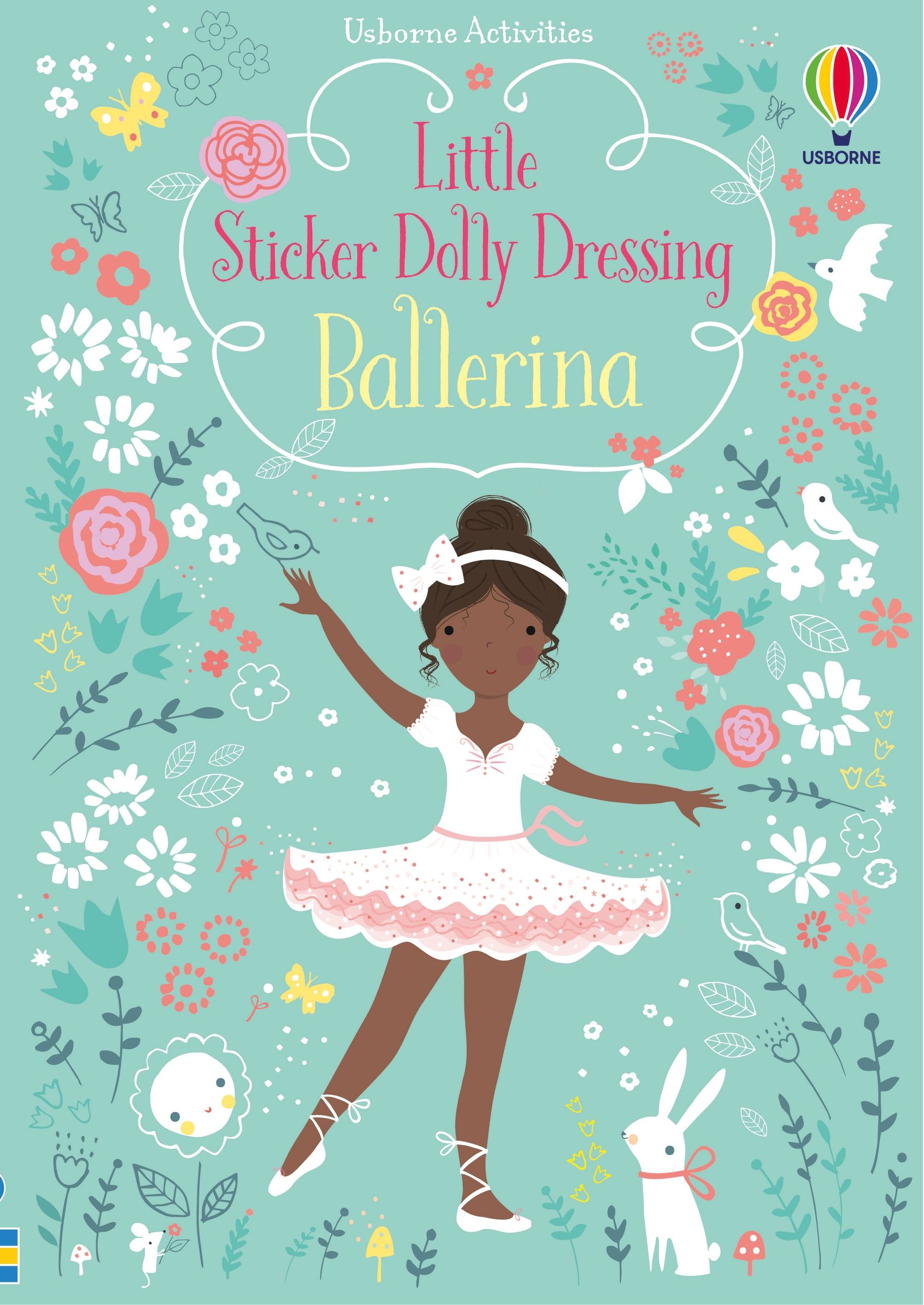 Usborne – Little Sticker Dolly Dressing Ballerina – Carte cu stickere pentru copii 4+ ani – carte pentru copii Usborne, copertă