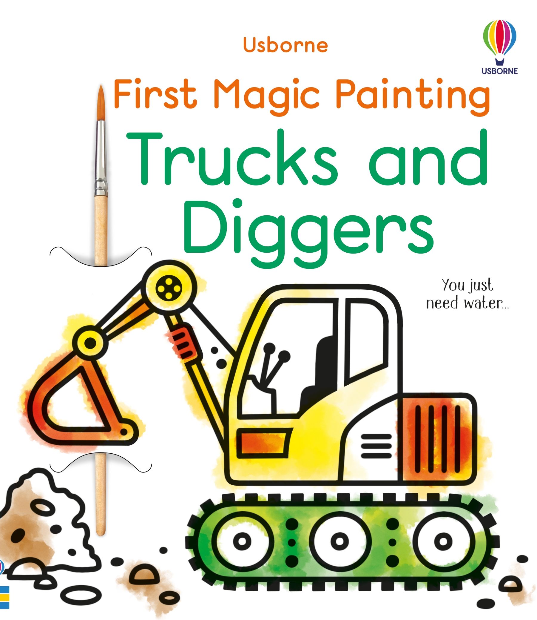 Usborne – First Magic Painting Trucks and Diggers – Carte cu clapete pentru copii 3+ ani – carte pentru copii Usborne, copertă