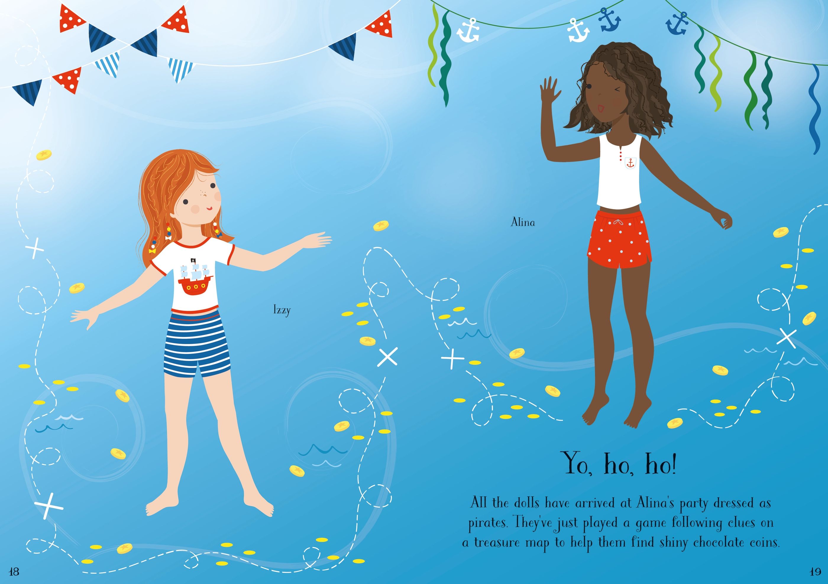 Usborne – Little Sticker Dolly Dressing Parties – Carte cu stickere pentru copii 4+ ani – carte pentru copii Usborne, detalii conținut cu abțibilduri