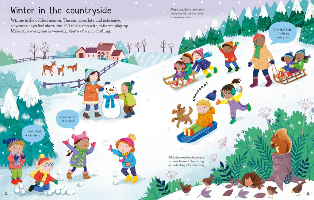 Usborne – First Sticker Book Weather and Seasons – Carte cu stickere pentru copii 3+ ani – carte pentru copii Usborne, preview pagini