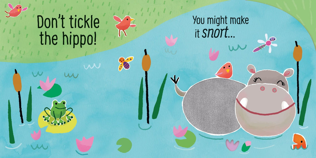 Usborne – Don't Tickle the Hippo! – Carte cu sunete pentru copii 6+ luni – carte pentru copii Usborne, preview pagini